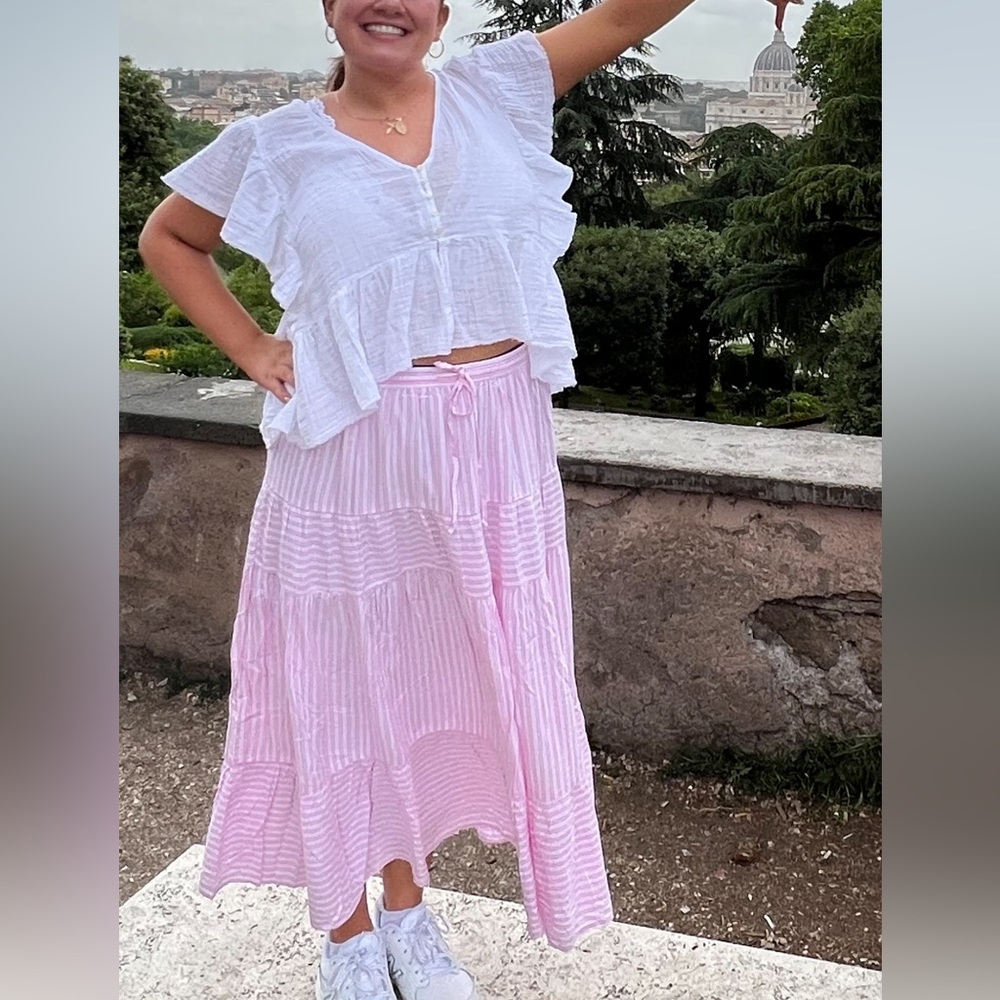 American Eagle Outfitters Pink Striped Maxi Skirt - Picture 2 of 4